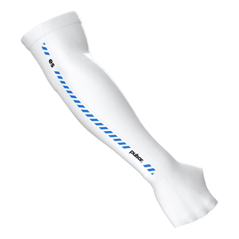 eS eSports Arm Sleeve M Medium palm long by Pulsar Gaming Gears in white, designed for gamers. Features quick-drying material and friction reduction, ideal for use with glass mousepads for smoother gameplay