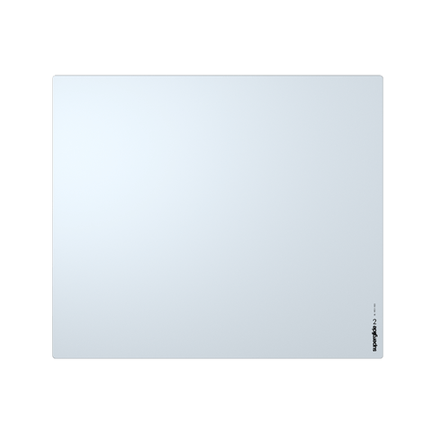 White Superglide Glass Mousepad v2 XL (Extra Large) with a 1.5mm tempered glass surface for ultra-smooth mouse movements and enhanced portability. Made with durable Gorilla Glass and an anti-slip silicone rubber base for maximum grip on surfaces